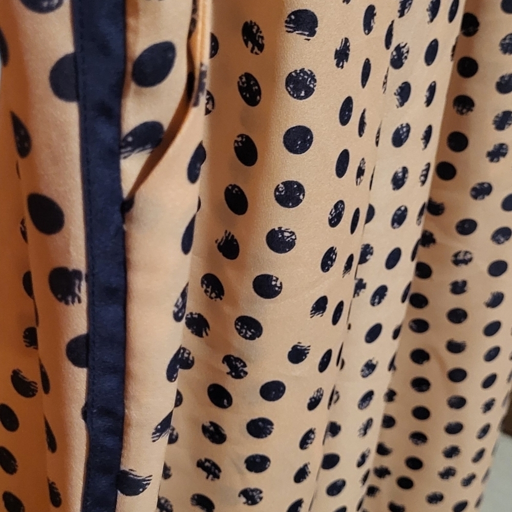 Gianni Bini Peach & Navy Polka Dot Flowy Pants Stretchy Waist Size Large NEW! - Picture 7 of 8